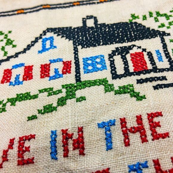 Vintage Cross Stitch Embroidery Sampler Home Friend Wall Decor - Picture 5 of 7